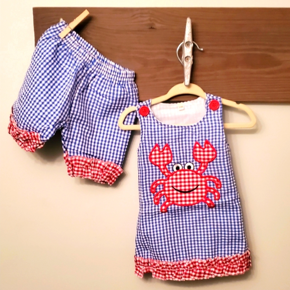 Blue & Red Crab Ruffle Outfit - Picture 2 of 2